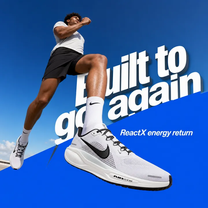 Nike ad in the 2D/3D Fusion style, generated by Palette